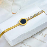316L Stainless Steel Roman Numeral Dial Bracelet Zircon Chain Bangle Jewelry