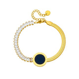 316L Stainless Steel Roman Numeral Dial Bracelet Zircon Chain Bangle Jewelry