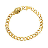 18K Stainless Steel Snake Charm Bracelet with Cubic Zirconia