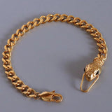 18K Stainless Steel Snake Charm Bracelet with Cubic Zirconia