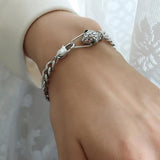 18K Stainless Steel Snake Charm Bracelet with Cubic Zirconia