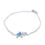 Fire Opal Sea Turtle Bracelet Zircon Stone on Rose Silver Chain Bracelet