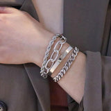 CAOSHI 4Pcs/Set Smooth Twist Chain Bracelet Silver Wedding Accessories