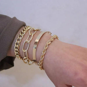 CAOSHI 4Pcs/Set Smooth Twist Chain Bracelet Silver Wedding Accessories