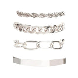 CAOSHI 4Pcs/Set Smooth Twist Chain Bracelet Silver Wedding Accessories