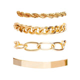 CAOSHI 4Pcs/Set Smooth Twist Chain Bracelet Silver Wedding Accessories