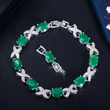 Green CZ Wedding Bracelet for Brides Women B164