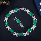 Green CZ Wedding Bracelet for Brides Women B164