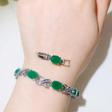 Green CZ Wedding Bracelet for Brides Women B164