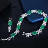 Green CZ Wedding Bracelet for Brides Women B164