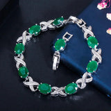 Green CZ Wedding Bracelet for Brides Women B164