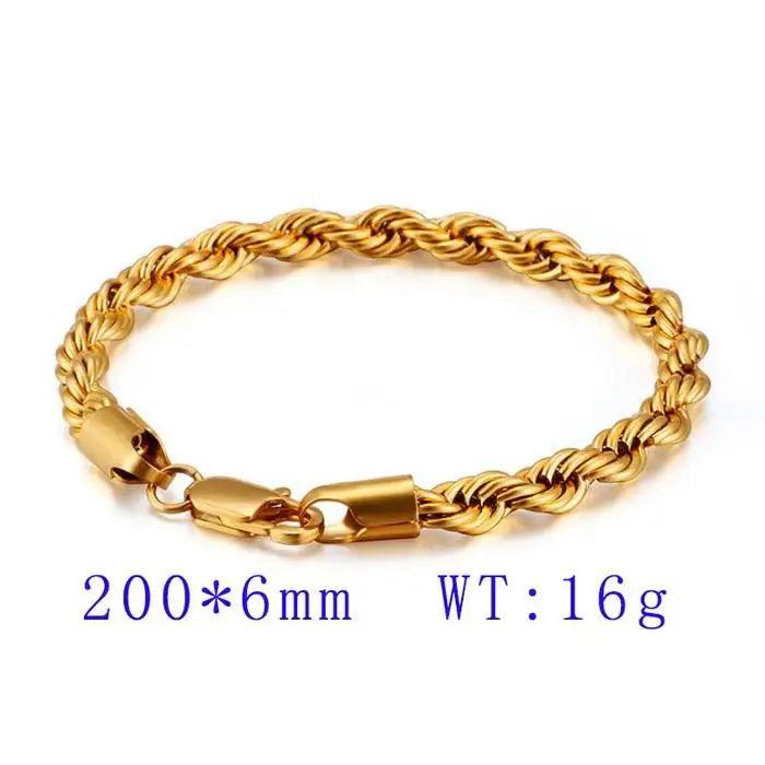 316L Stainless Steel Chain Bracelet - Gold/Steel Twist Unisex
