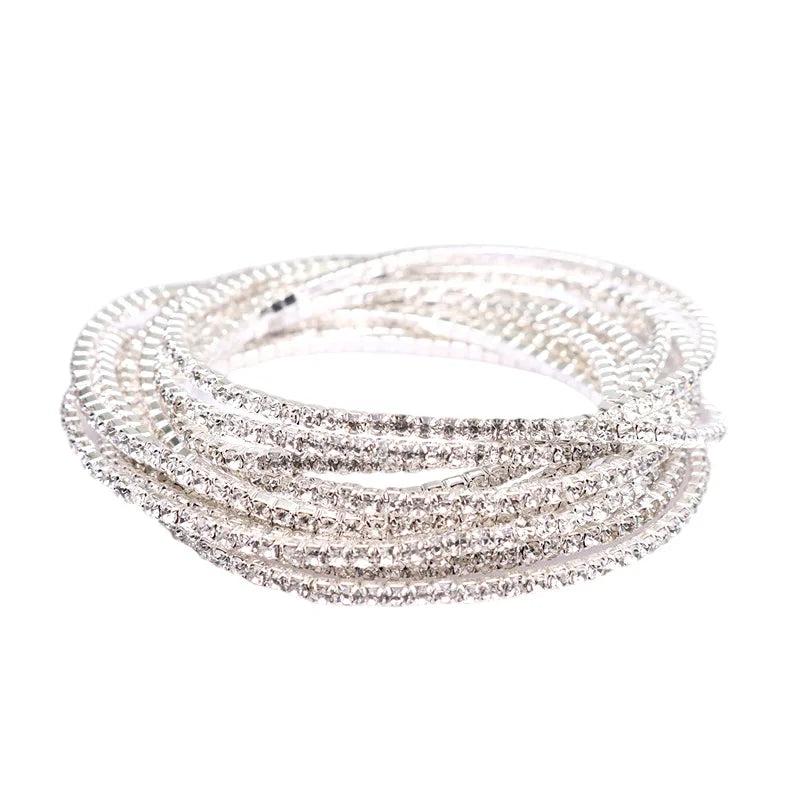 Zircon Tennis Bracelets For Women Crystal Elastic Rhinestone Bangles