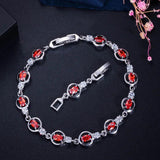 Sparkling Purple Red CZ Crystal Tennis Bracelet for Women