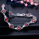 Sparkling Purple Red CZ Crystal Tennis Bracelet for Women