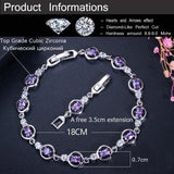 Sparkling Purple Red CZ Crystal Tennis Bracelet for Women