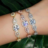 JUNZI Water Drop Zirconia Bracelet Adjustable Wedding Jewelry