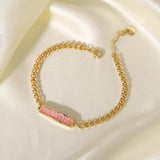 Bling Pink CZ Geometric Bracelet Stainless Steel Bangle