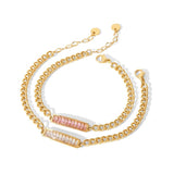 Bling Pink CZ Geometric Bracelet Stainless Steel Bangle