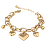 Adjustable Heart Charms Bracelet Double Chains Beads Friendship Jewelry