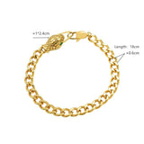 Snake Head Green Eyes Bracelet Titanium Steel Plated 18K Zircon Bangle