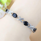 925 Mark CZ Link Chain Bracelet Bangle for Women Adjustable Length 18+3CM
