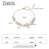 Pearl Adjustable Bracelet with Zirconia Bridal Wedding Jewelry