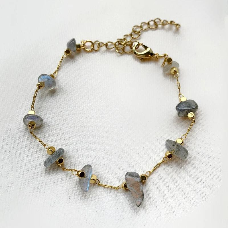 Sediment Turquoise Aquamarine Labradorite Punk Chain Bracelet