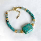 Sediment Turquoise Aquamarine Labradorite Punk Chain Bracelet