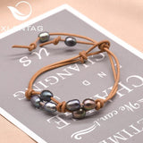 Fresh Water Pearl 2 Layer Leather Bracelets For Women Party GB0162