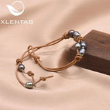 Fresh Water Pearl 2 Layer Leather Bracelets For Women Party GB0162