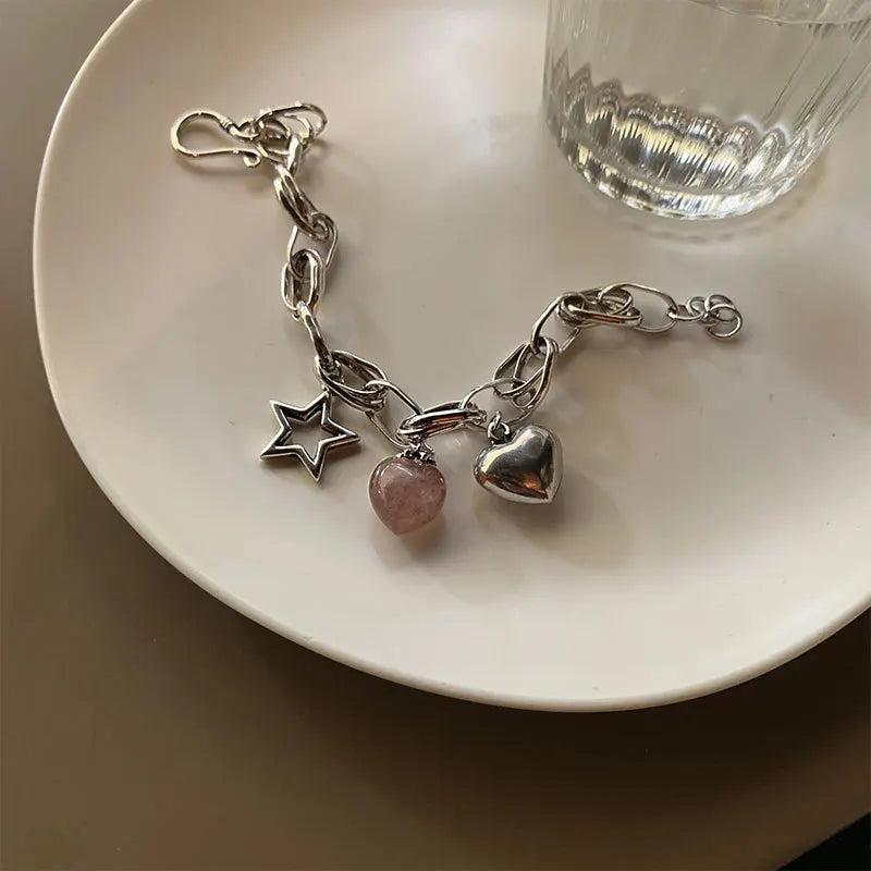 Silver Bracelet Love Stars for Women Hollow INS Creative Anniversary Jewelry
