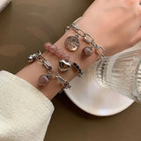 Silver Bracelet Love Stars for Women Hollow INS Creative Anniversary Jewelry