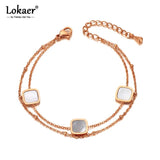 Stainless Steel Charm Bracelet with Acrylic & Shell Charms