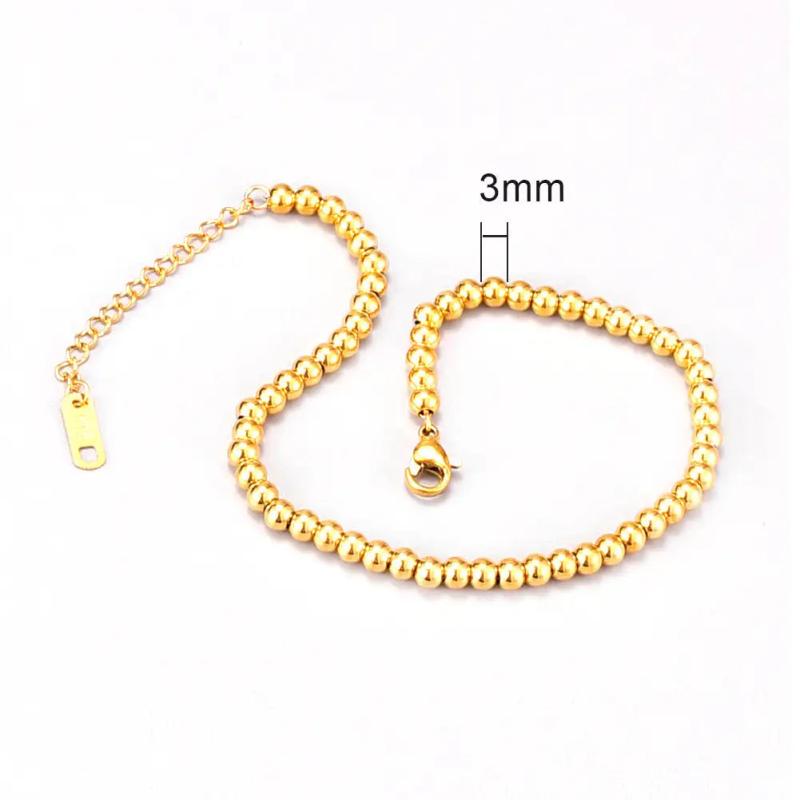 Lucky Ball Bracelet Titanium Steel Beaded Elastic Rope Women Jewelry