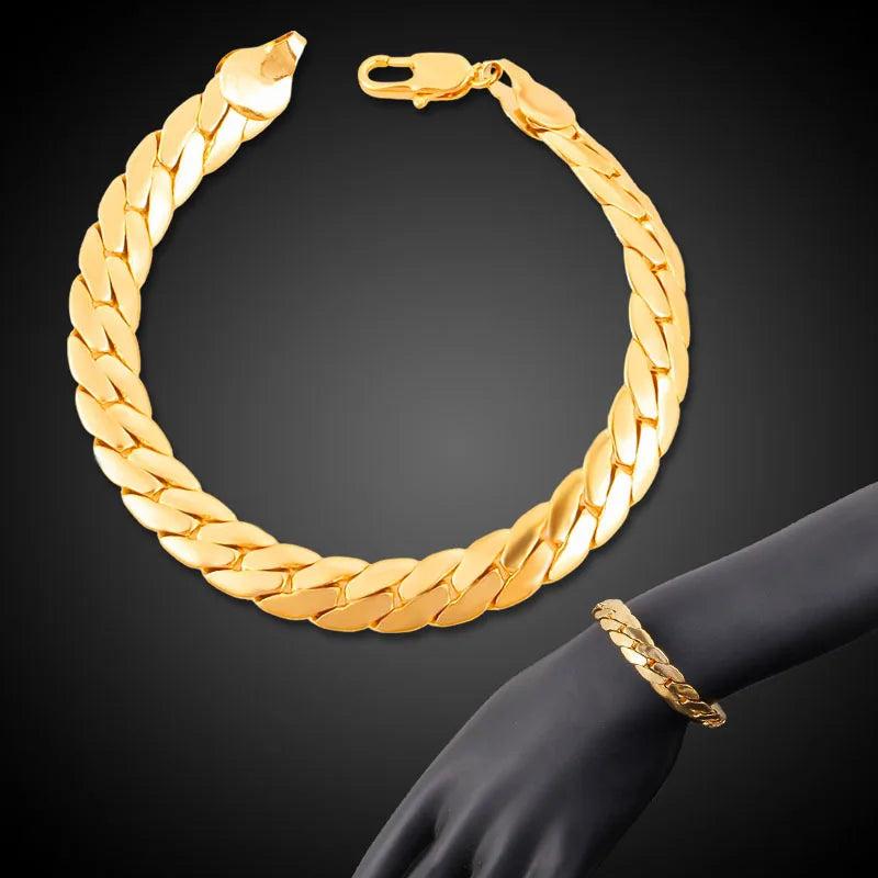 Punk 9MM Cuban Link Snake Chain Bracelet - Men Women Jewelry