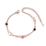 Bohemia Black/Red Acrylic Charm Bracelet Stainless Steel Double Layer Chain