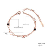 Bohemia Black/Red Acrylic Charm Bracelet Stainless Steel Double Layer Chain
