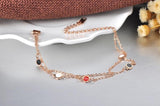 Bohemia Black/Red Acrylic Charm Bracelet Stainless Steel Double Layer Chain