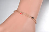 Bohemia Black/Red Acrylic Charm Bracelet Stainless Steel Double Layer Chain