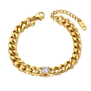 Hiphop/Rock CZ Crystal Chain Bracelet 18K Plated Bohemia Charm Party Bracelet