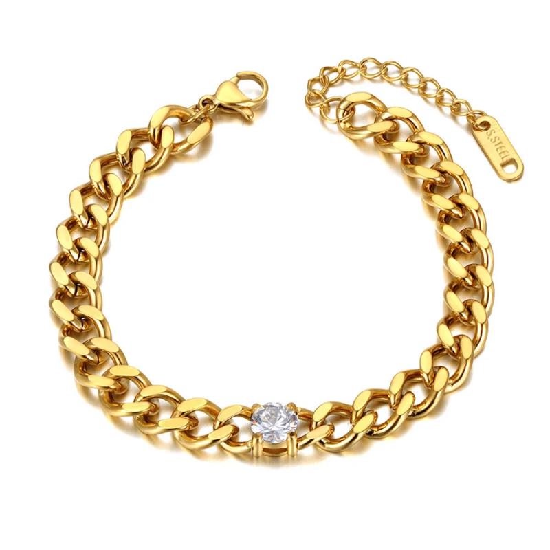 Hiphop/Rock CZ Crystal Chain Bracelet 18K Plated Bohemia Charm Party Bracelet