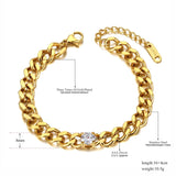 Hiphop/Rock CZ Crystal Chain Bracelet 18K Plated Bohemia Charm Party Bracelet