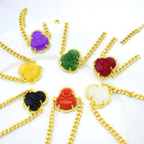 Jade Buddha Bracelet Stainless Steel Chain Adjustable Length