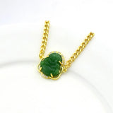 Jade Buddha Bracelet Stainless Steel Chain Adjustable Length