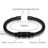 Janeyacy Punk Leather Bracelet Stainless Steel Bangle