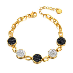 Stainless Steel Rhinestone Charm Bracelet Plated Bohemia Chain Link B21157