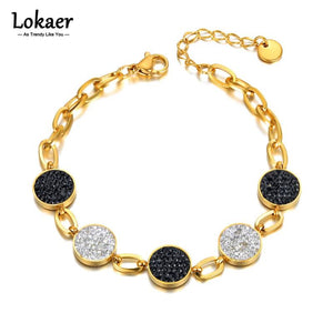 Stainless Steel Rhinestone Charm Bracelet Plated Bohemia Chain Link B21157