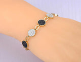 Stainless Steel Rhinestone Charm Bracelet Plated Bohemia Chain Link B21157