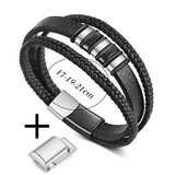 Men's Leather Multilayer Braided Rope Wrap Bracelet Wristband